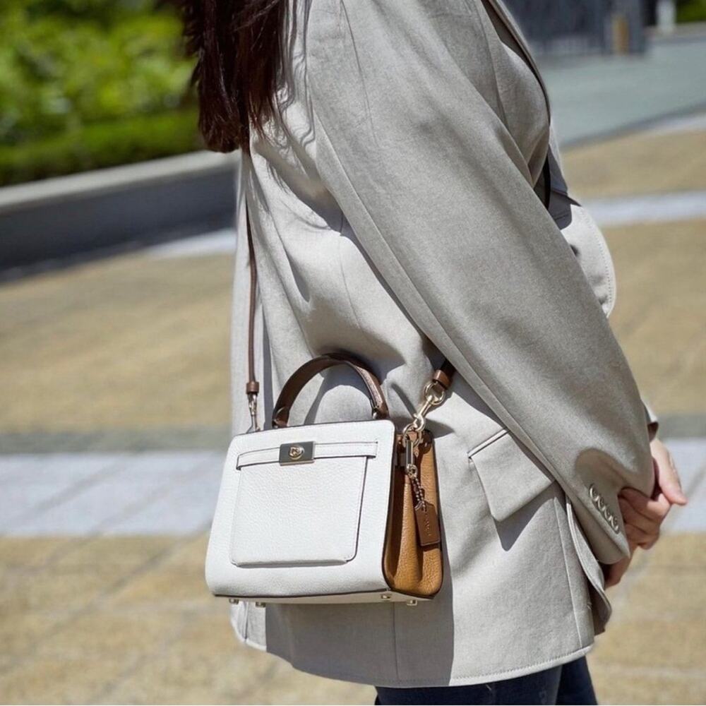 NWT Coach Mini Lane Top Handle In Colorblock In Chalk/Penny Multi/Pebble Leather - Picture 10 of 12